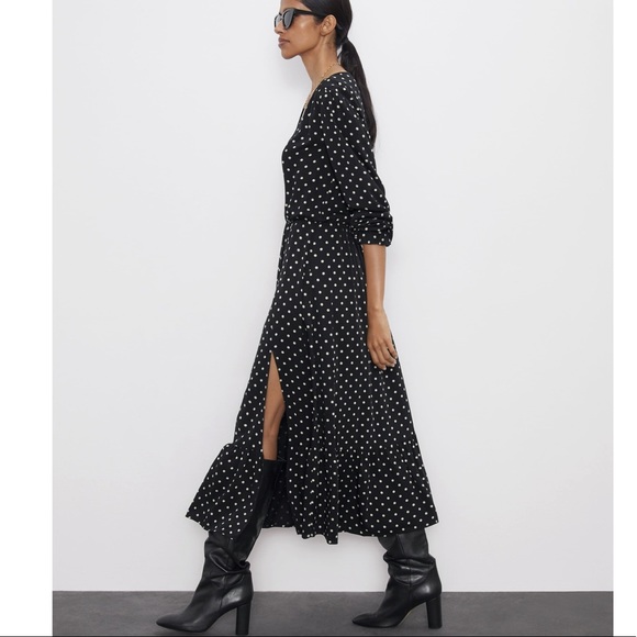 🤍 Zara Polka Dot Midi Dress 9006/164 sz Large - Picture 5 of 8